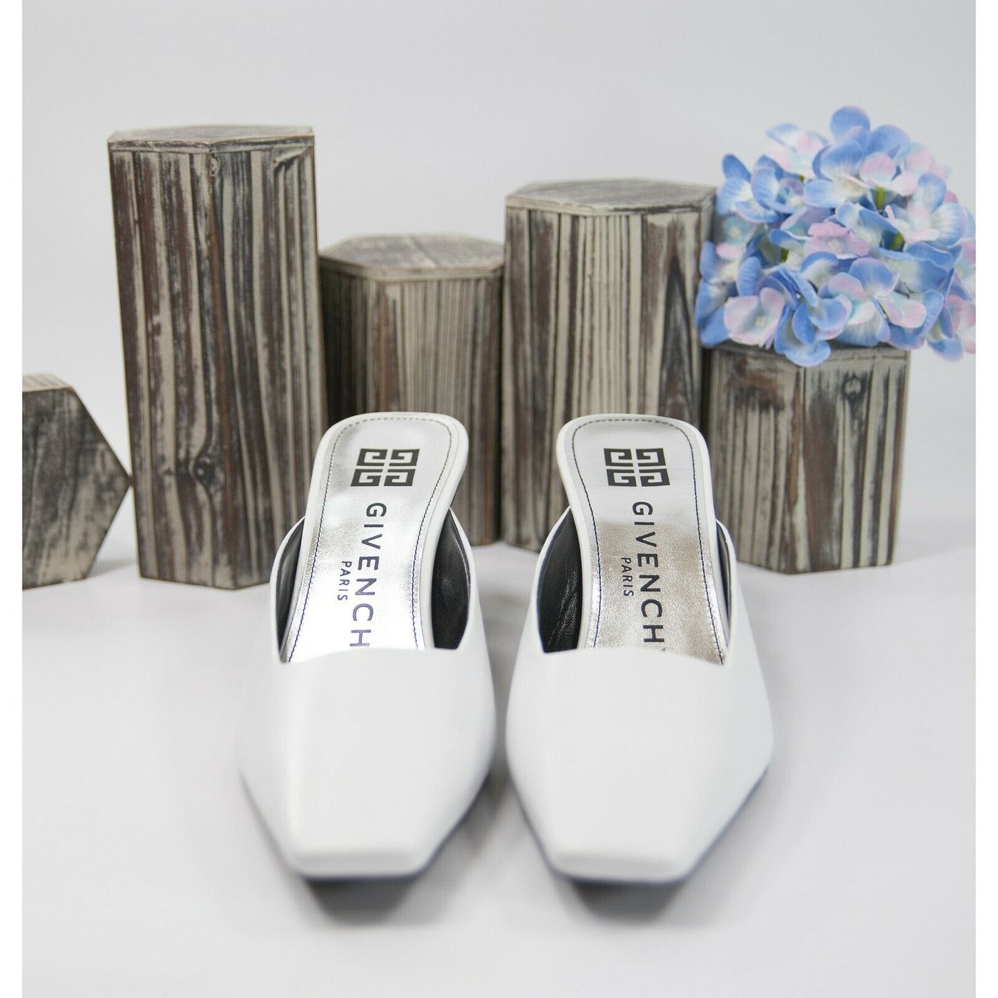 Givenchy White Lambskin 70MM Lookbook Mules Runway Heels Size 40 10 NIB