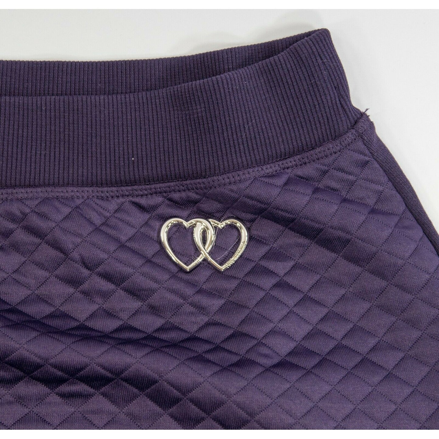 Moschino Love Violet Purple Quilted Satin Pencil Stretch Skirt 48 14 NWT $595