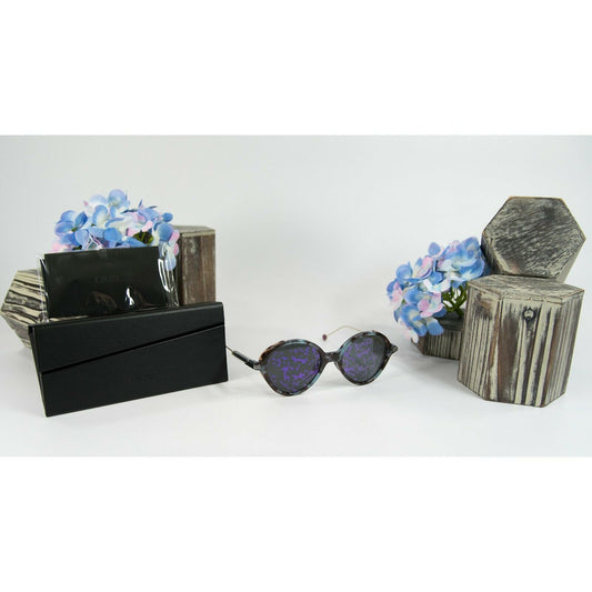 Christian Dior OMJN Blue Tortoise Purple Tropical Logo Sunglasses NWT Case