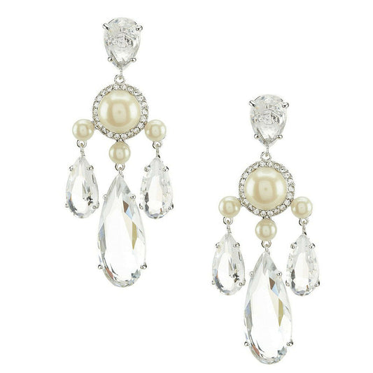 Kate Spade Crystal Glitz Glam Chandelier Faux Pearl Dangle Earrings WBRUF080 NWT