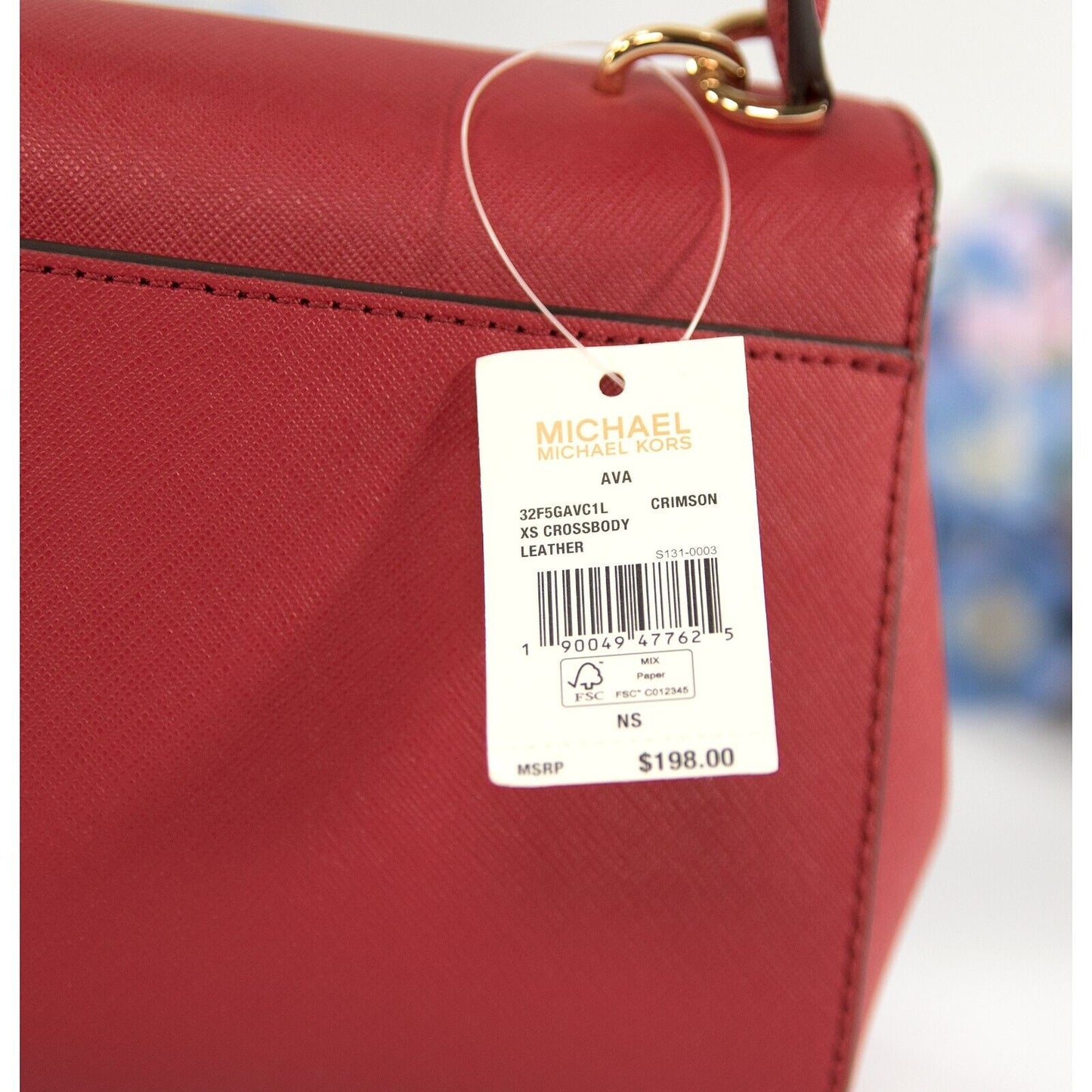 Michael Kors Crimson Red Leather Ava XS Extra Small Satchel Crossbody Bag NWT