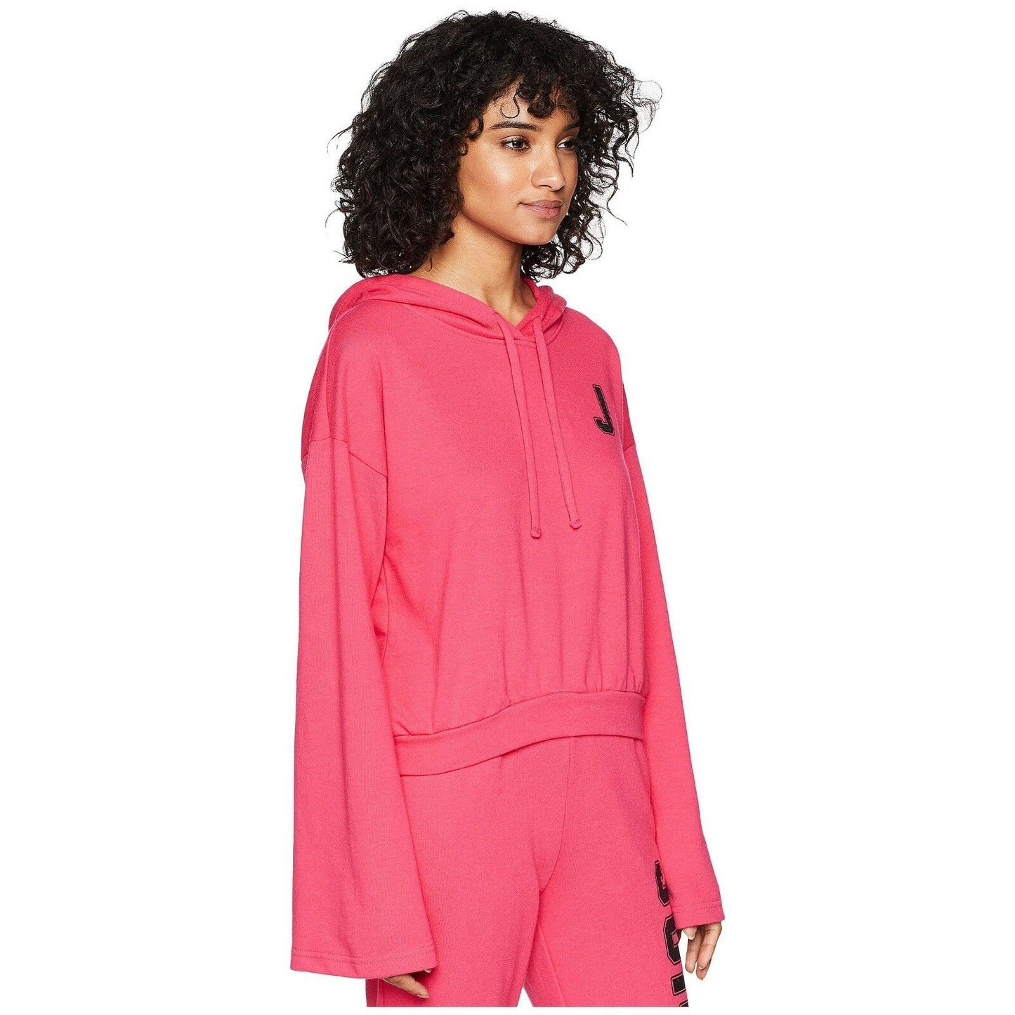 Juicy Couture Raspberry Sorbet Glitter French Terry Pullover Wide Sleeve Hoodie