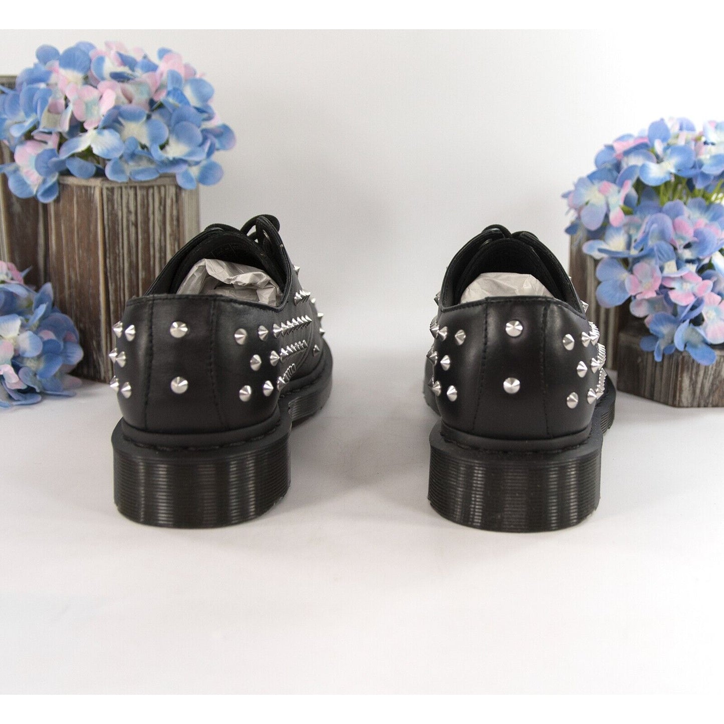 Dr. Martens Black Studded Leather Wanama 1461Oxford Lace Up Shoes Size 7 NIB