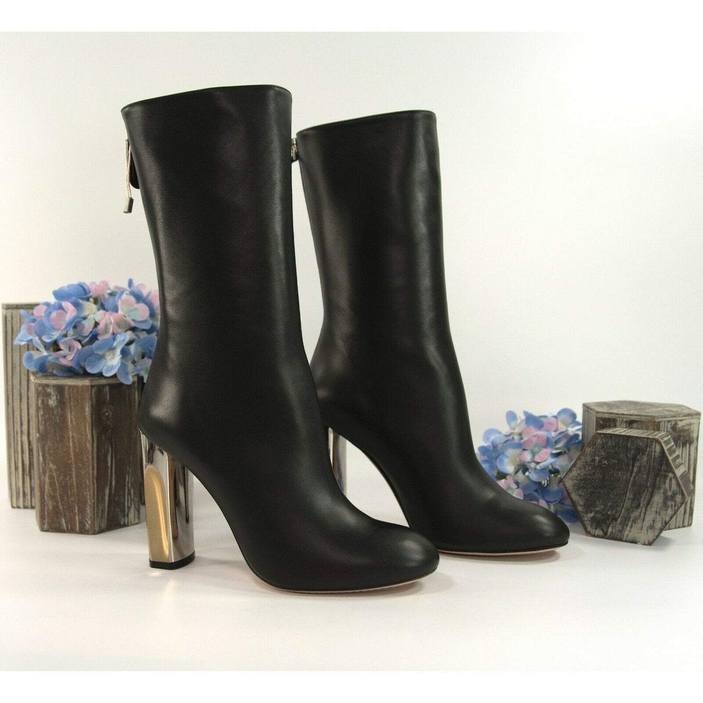 Alexander McQueen Black Leather 105MM Lux Duchess Bootie Boots Size 37