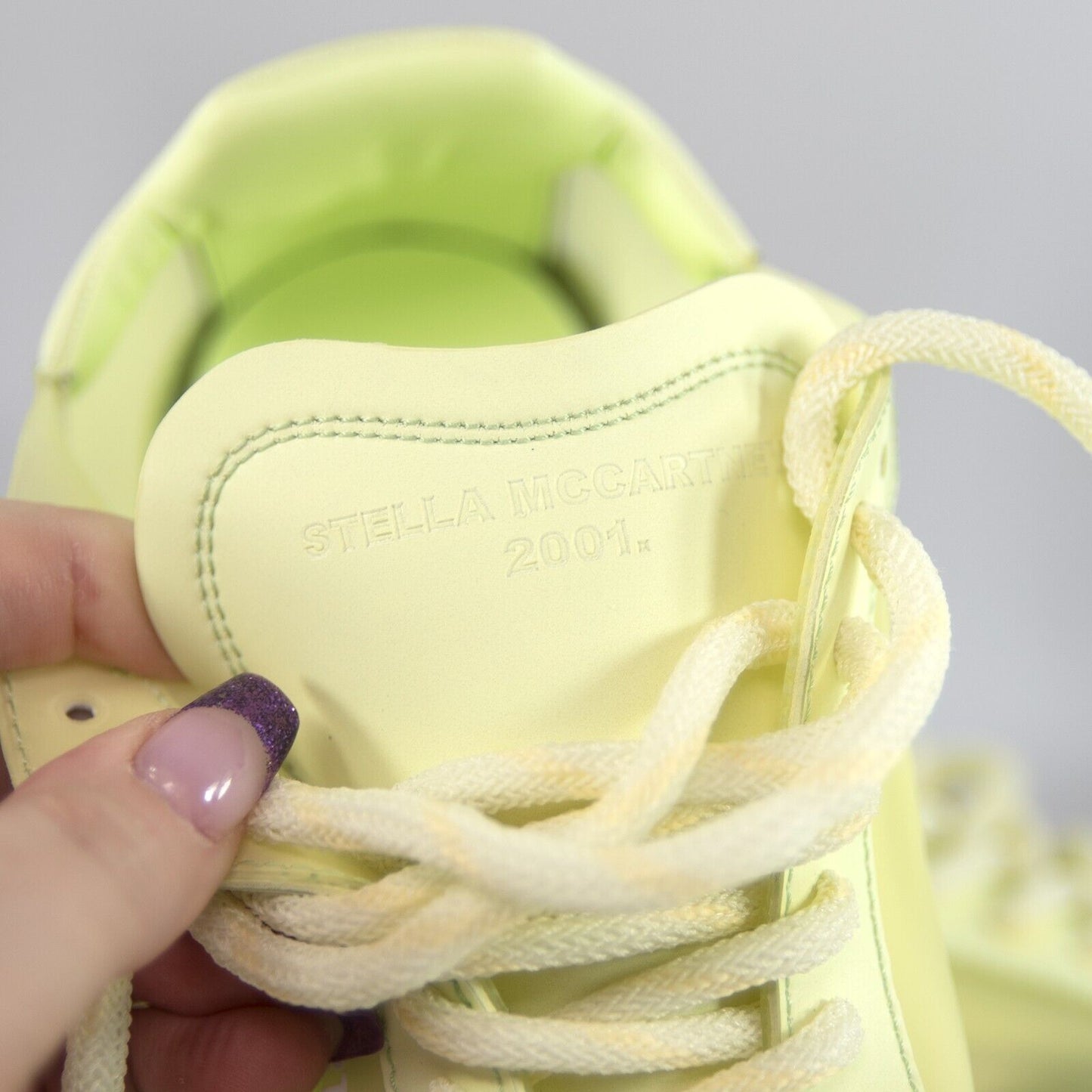 Stella McCarney Pale Yellow Loop Oversize Vegan Leather Sneakers 37 NIB