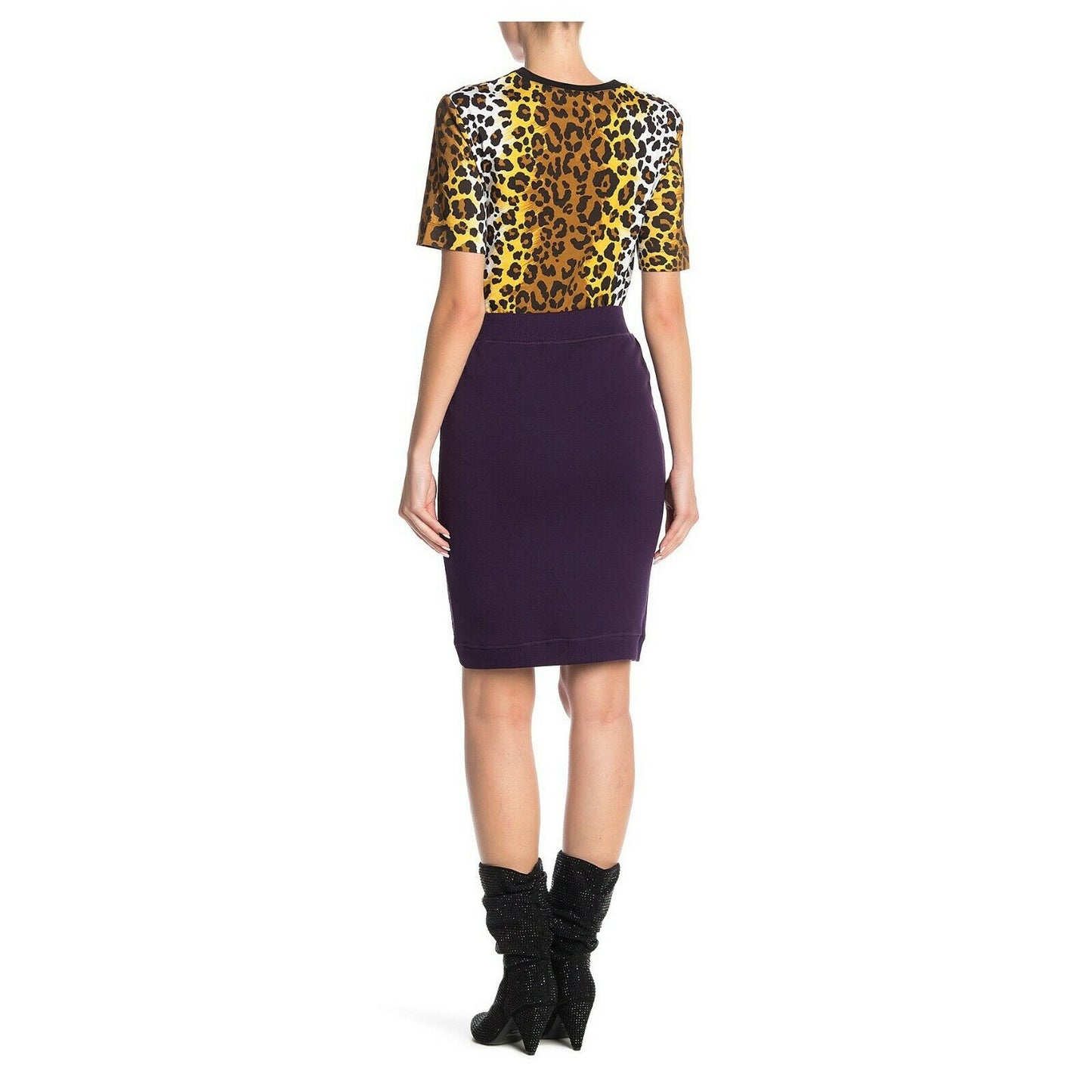 Moschino Love Violet Purple Quilted Satin Pencil Stretch Skirt 48 14 NWT $595
