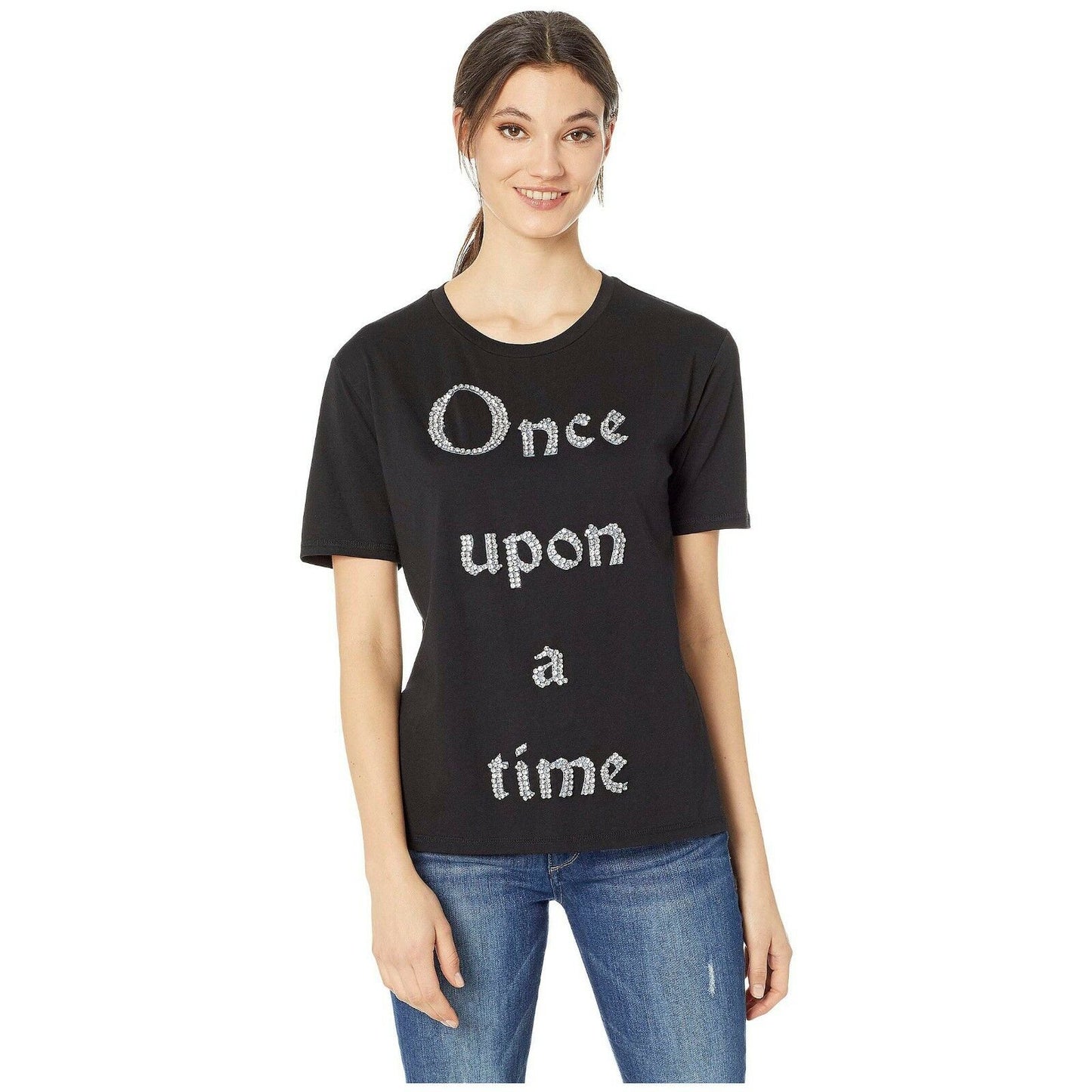 Juicy Couture Disney Crystal Once Upon A Time Beauty Beast Black T-Shirt L NWT
