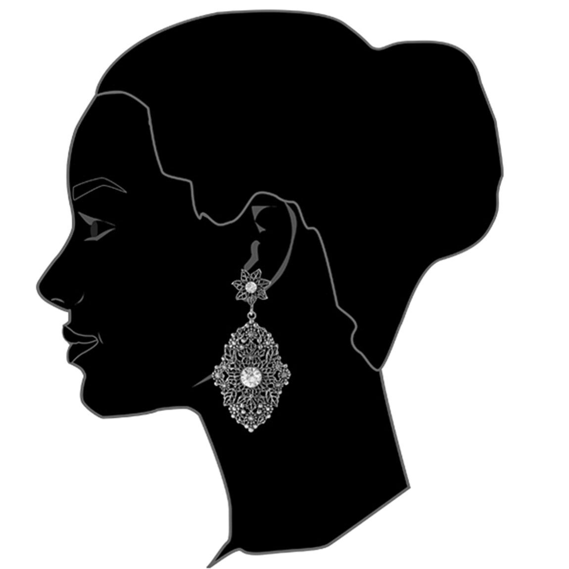 Amrita Singh Antique Silver Crystal Calypso Filagree Earrings ERC 52 NWT