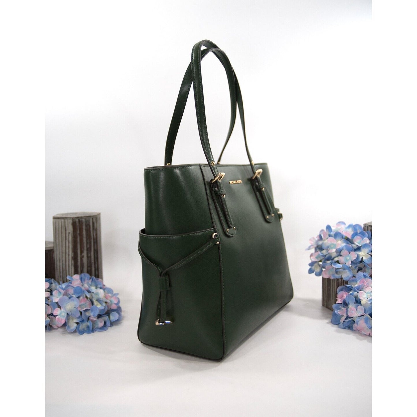 Michael Kors Moss Green Leather Voyager Medium Tote Bag NWT