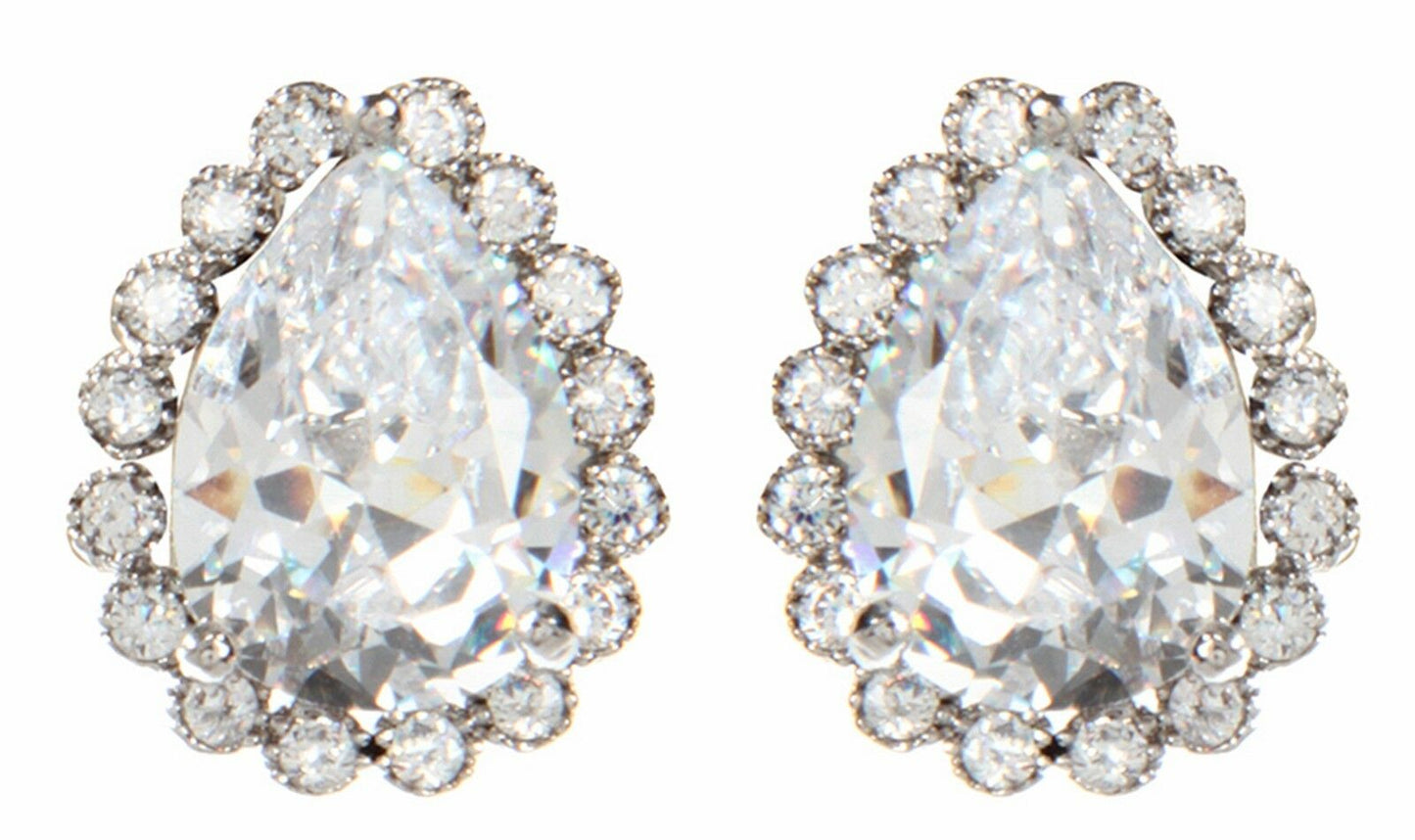 Amrita Singh Catherine Victorian CZ Pear Stud Collection Earrings ERC 6318 NWT