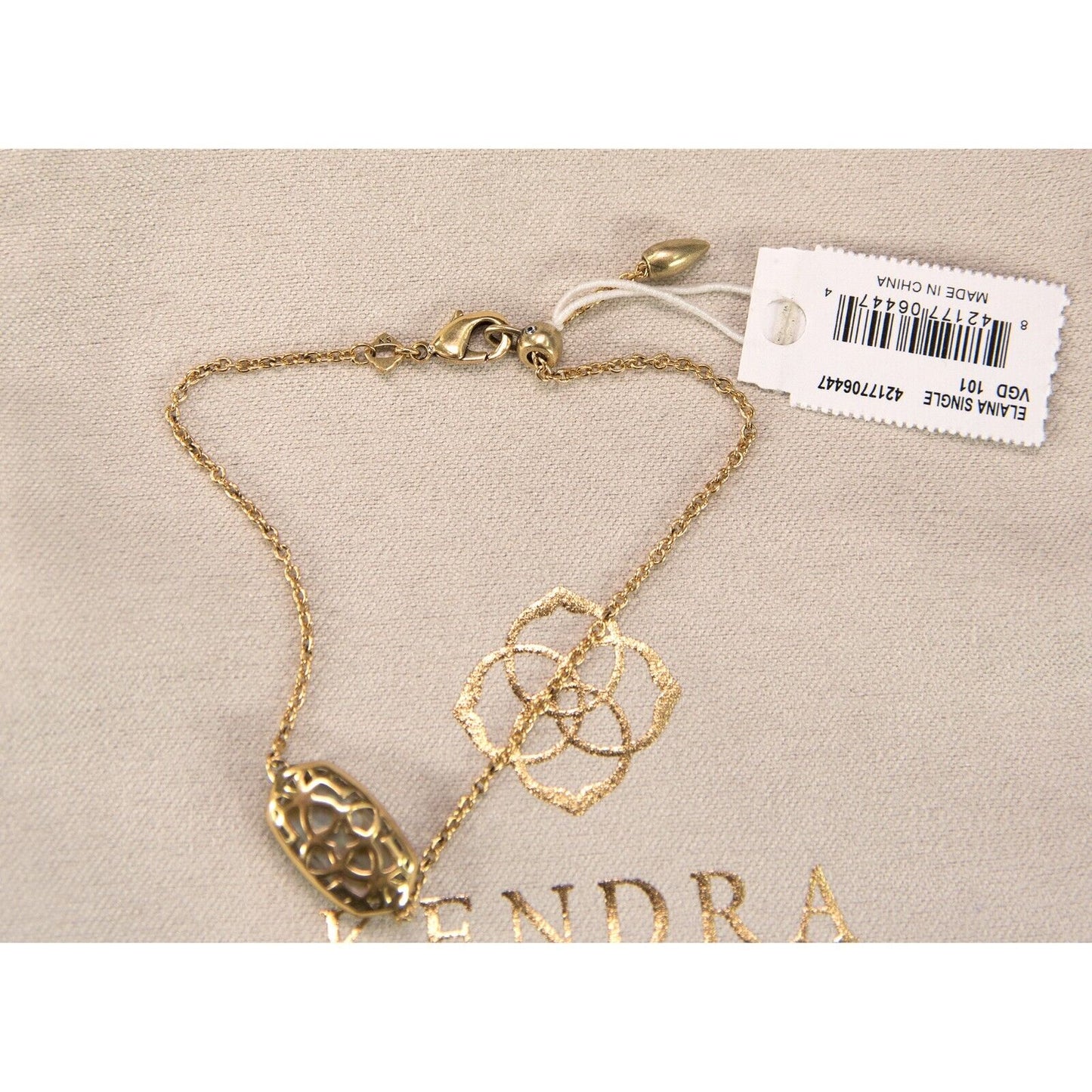Kendra Scott Elaina Abalone Antique Gold Plated Chain Bracelet NWT
