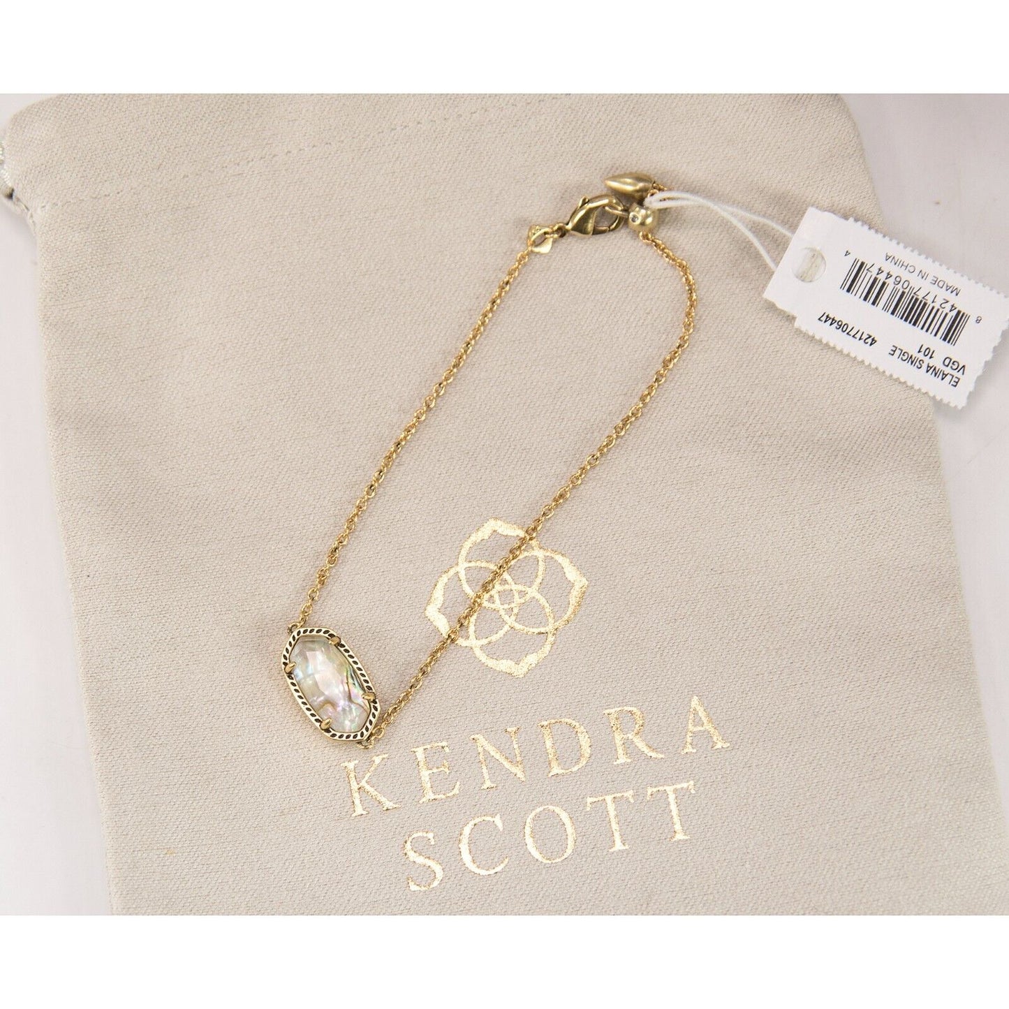 Kendra Scott Elaina Abalone Antique Gold Plated Chain Bracelet NWT