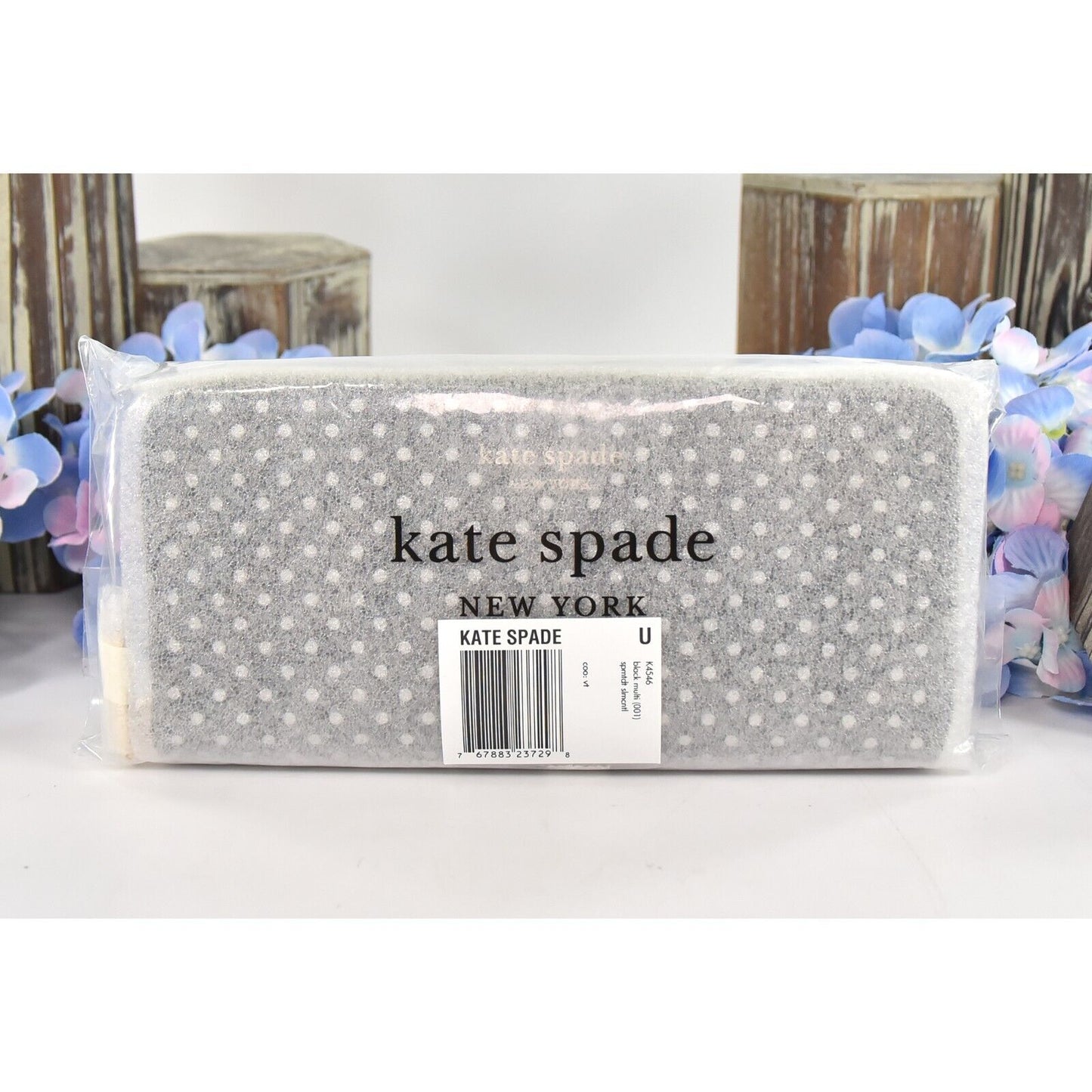 Kate Spade Black Silver Metallic Dot Leather Spencer Zip Around Lacey Wallet NWT