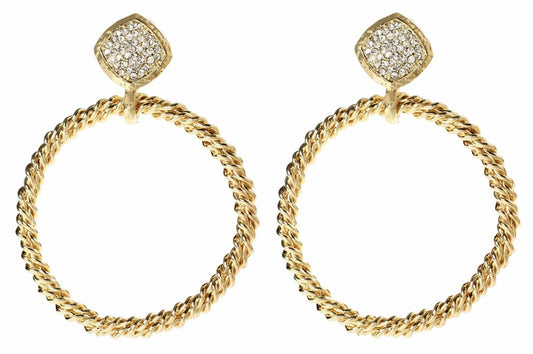 Amrita Singh Gold Tone Crystal Lismore Statement Earrings ERC 4024 NWT