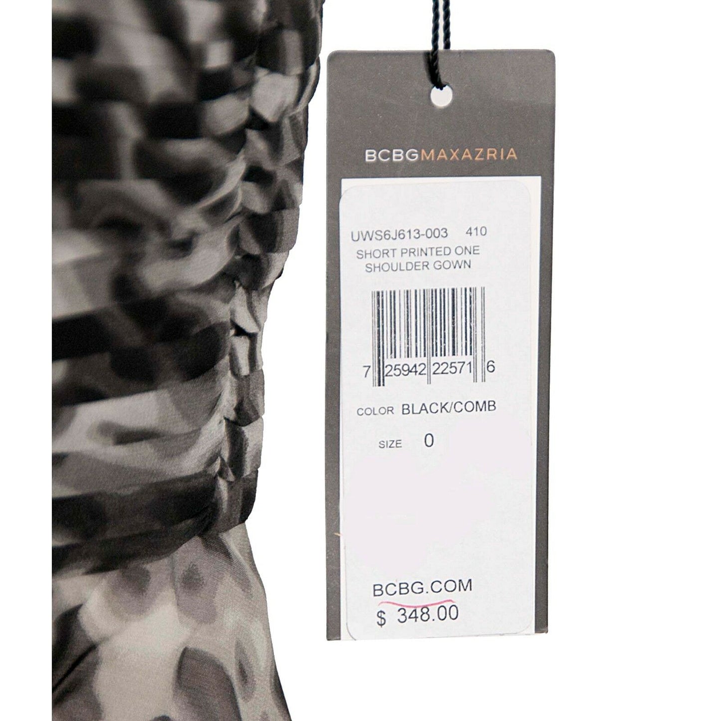 BCBG MAXAzria Silk One Shoulder Gray Gathered Party Cocktail $348 Dress NWT