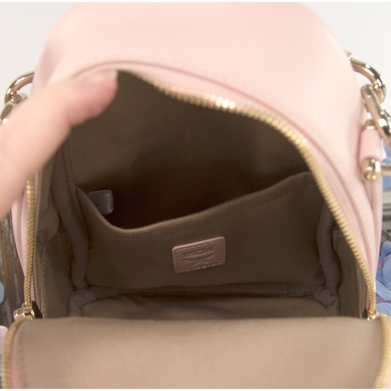 MCM Visetos Red Powder Pink Colorblock Monogram Mini Backpack Crossbod –  Design Her Boutique