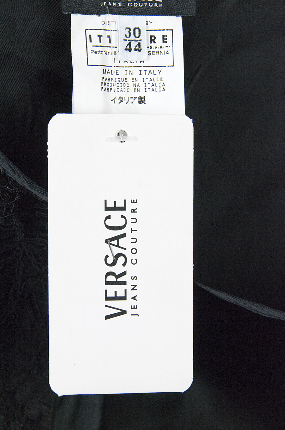Versace Black Silky Lace Insert Knee Length A Line Skirt 30 44 NWT
