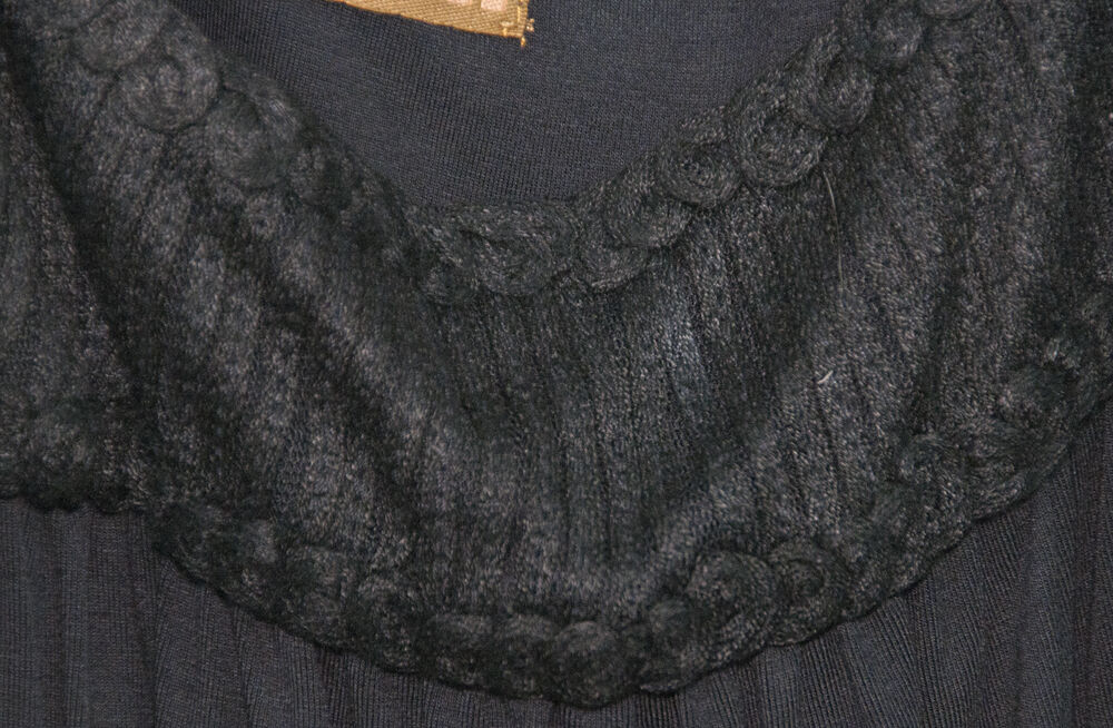 Ali Ro Black Floral Crochet Bodice Sleeveless Rayon Knit Summer Sun Dress 8 NWT