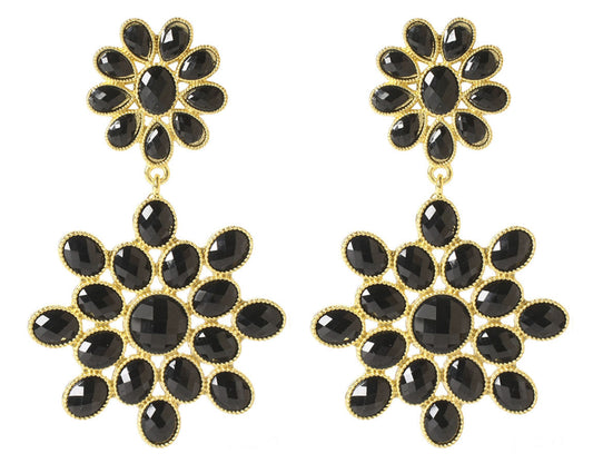 Amrita Singh East Lake Morning Black Resin Floral Drop Earrings ERC 376 NWT