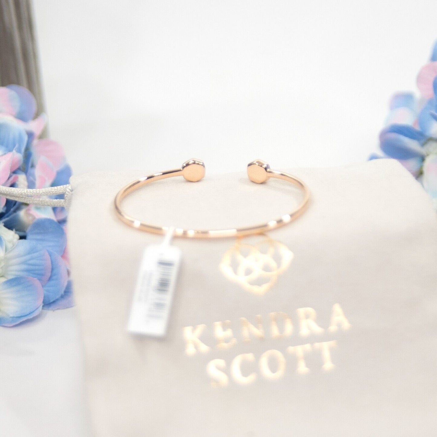 Kendra Scott Davis 18k Rose Gold Vermeil Diamond Open Cuff Bracelet NWT