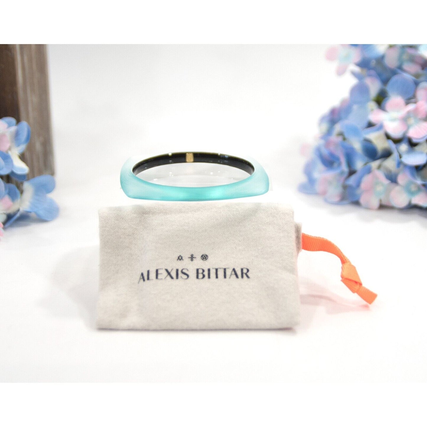 Alexis Bittar Electric Mint Lucite Soft Square Skinny Bangle Bracelet NWT