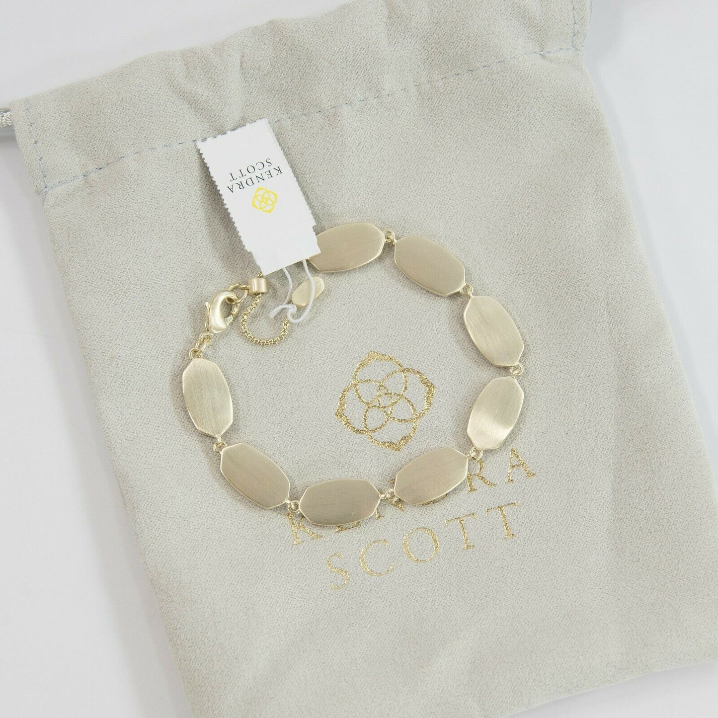 Kendra Scott Millie Peach Mother of Pearl Gold Chain Bracelet NWT