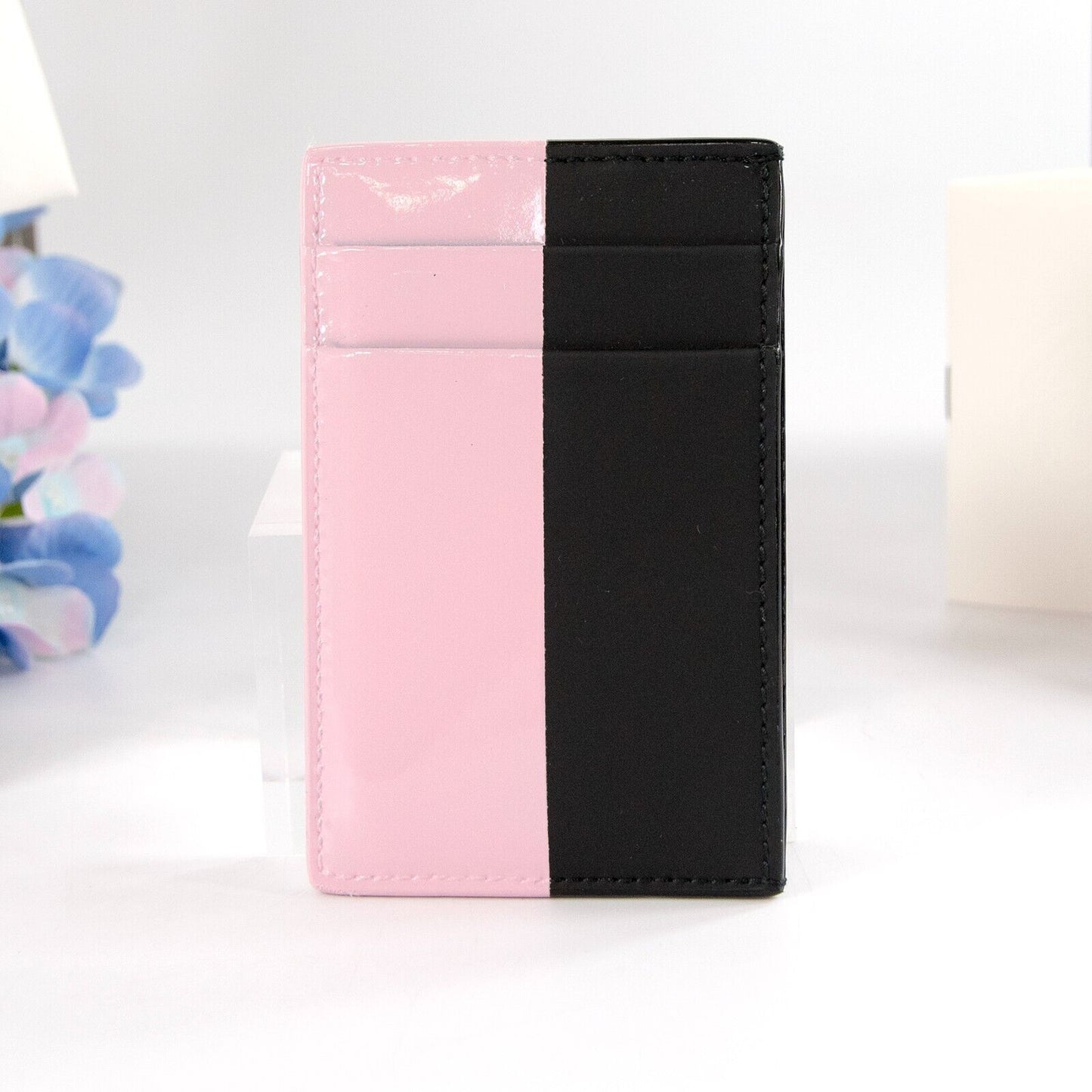 Alexander McQueen Black Ice Pink Leather Card Case Holder NWT