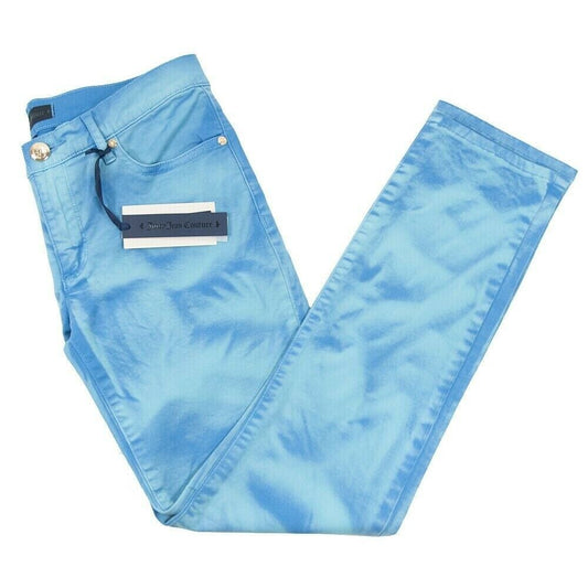 Juicy Couture Black Label Blue Tropic Water Print Denim Jeans 28 NWT