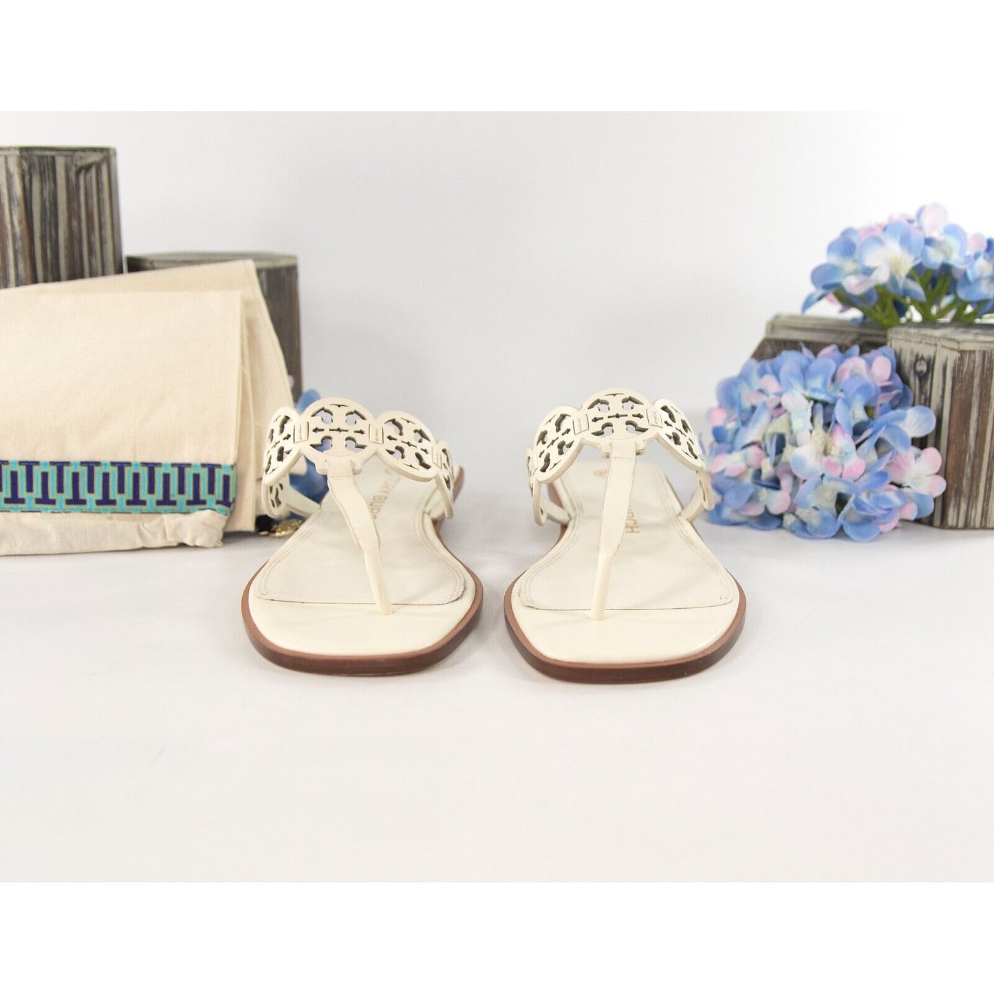Tory Burch New Ivory Leather Tiny Miller Thong Sandals Size 9.5 NIB