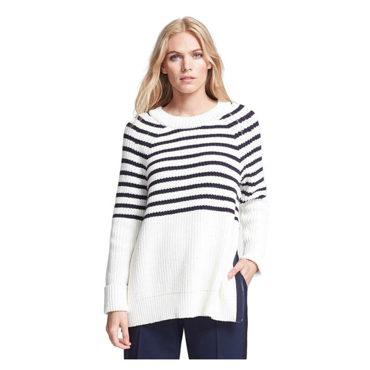 Kate Spade Navy Cream Striped Chunky Transcontinental Express Aura Sweater M NWT