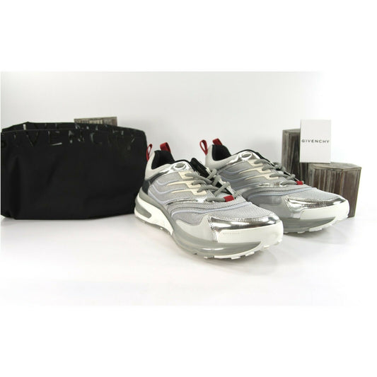 Givenchy Mens GIV 1 Silver Metallic Calf Leather Sneakers 46 NIB