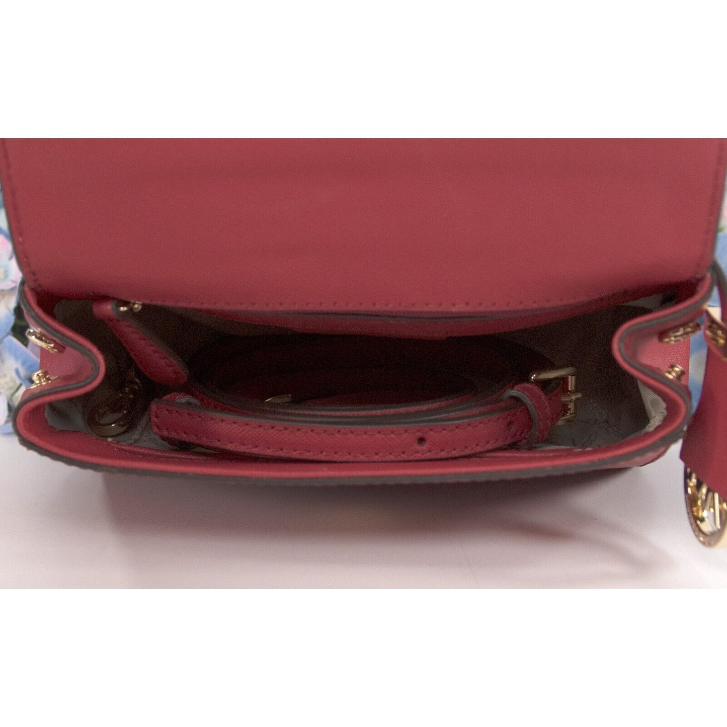 Michael Kors Crimson Red Leather Ava XS Extra Small Satchel Crossbody Bag NWT