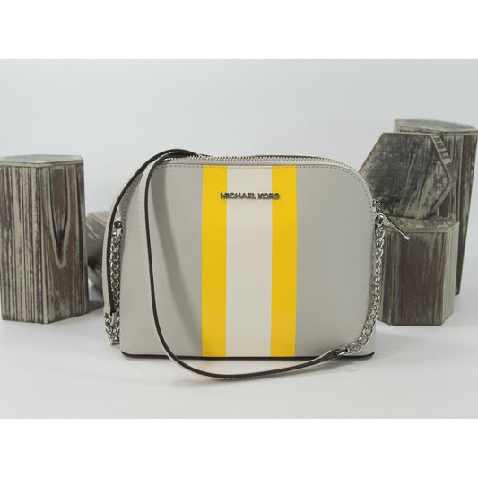 Michael Kors Aluminum Saffiano Leather Cindy Large Dome Crossbody Bag NWT