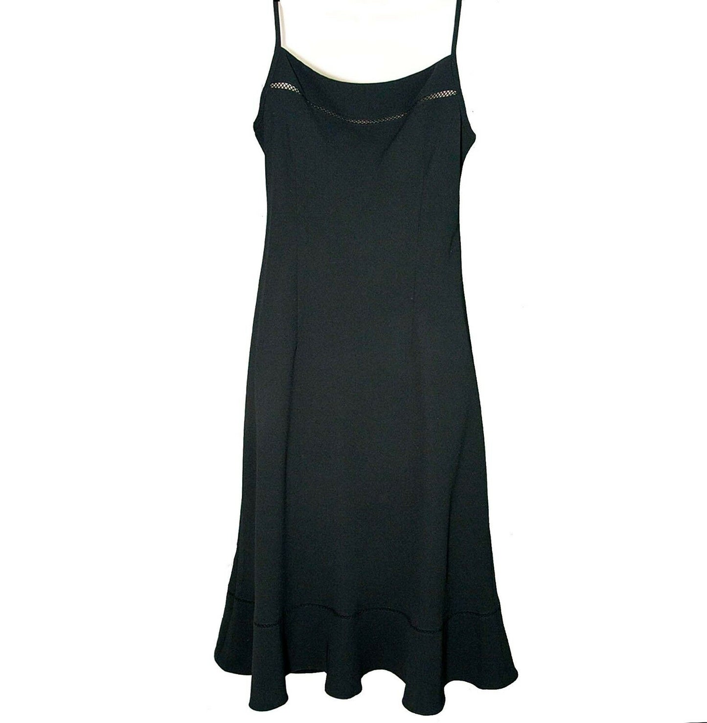 Ann Taylor Loft Lace Inset Flounce Bottom Sleeveless Black Dress Size 6