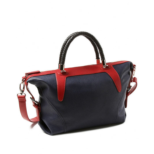 Amrita Singh Colorblock Faux Leather Woven Handle Large Satchel Shoulder Bag NWT