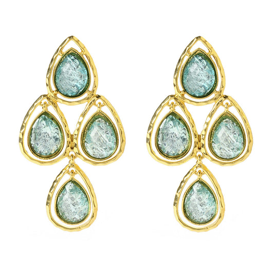 Amrita Singh Sagaponack Iridescent Aqua Chandelier Earrings ERC 113 NWT
