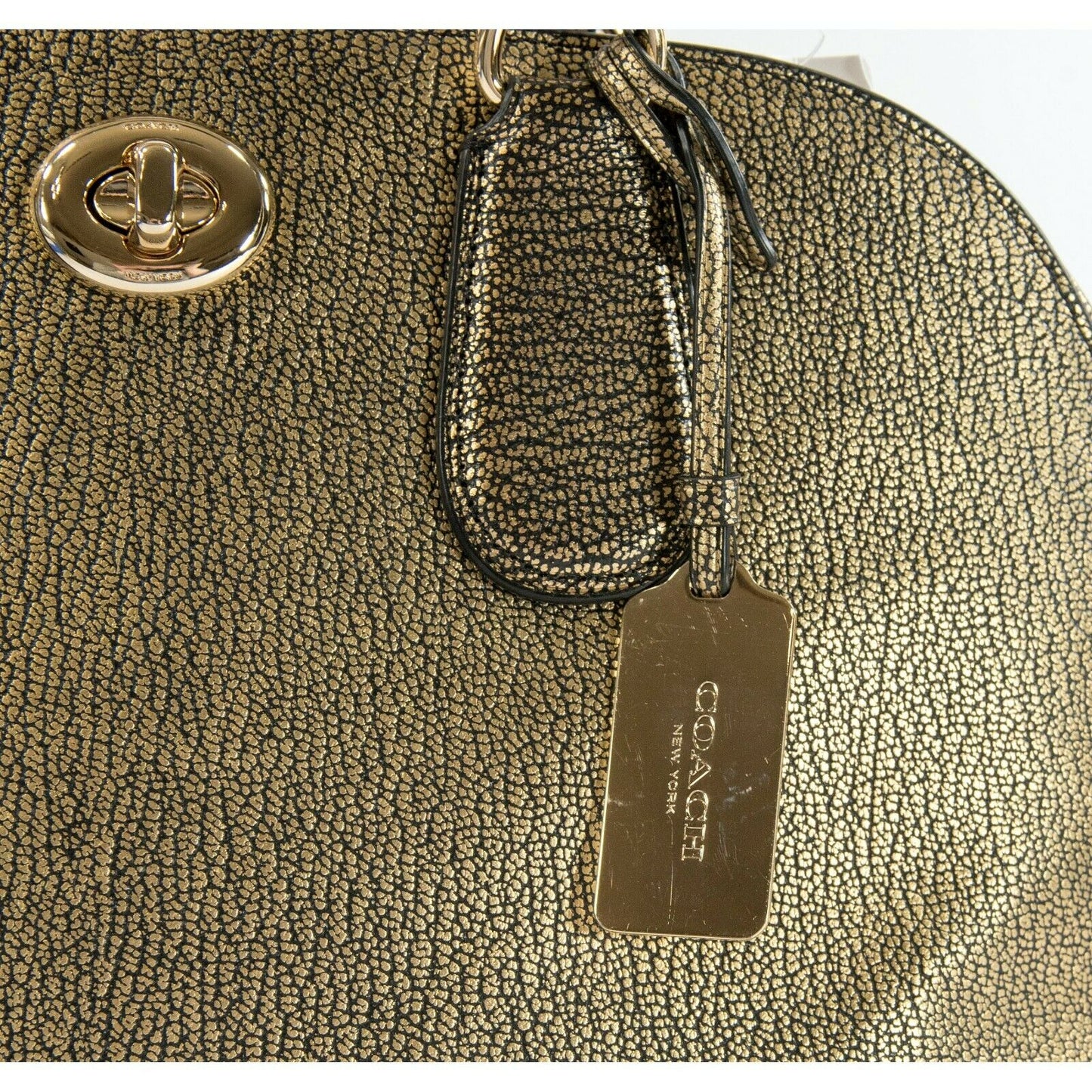 Coach Prince Street Mottled Gold LARGE Leather Dome Satchel Handbag NWT