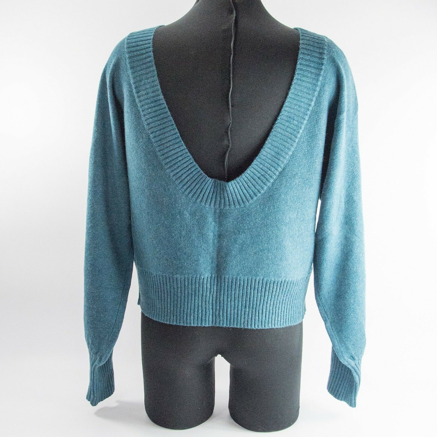 Re:sound Teal Blue Multi Woven Knit Open Back Dolman Long Sleeve Sweater XL NWT