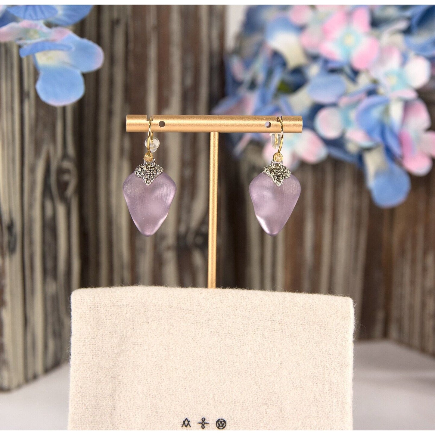 Alexis Bittar Prarie Crocus Lucite Solanales Crystal Gold Drop Earrings NWT