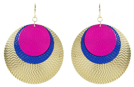 Amrita Singh Gold Solita Hoop Yellow Fuchsia Purple Earrings ERC 1520 NWT