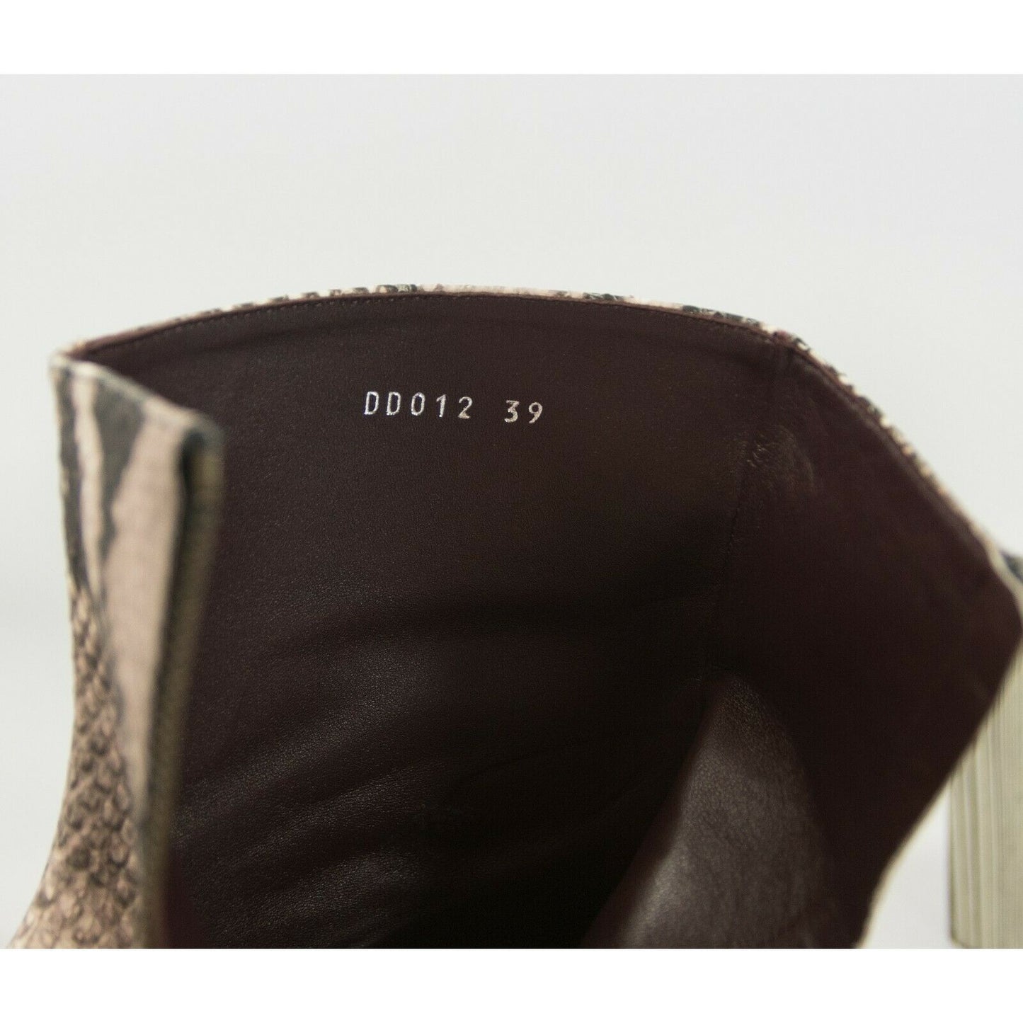 Dries Van Noten Snake Embossed Leather Zip Ankle Booties Boots Size 39