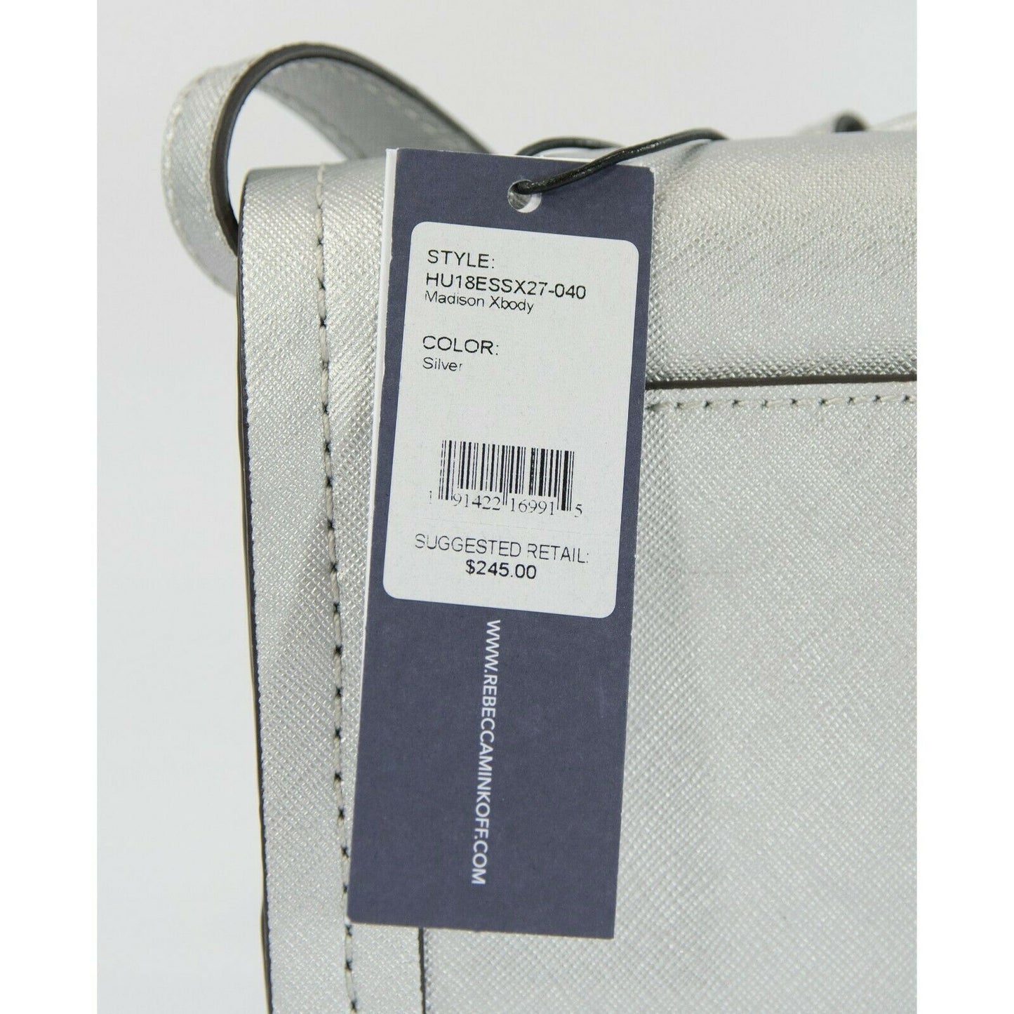 Rebecca Minkoff Silver Saffiano Leather Madison Crossbody Bag NWT