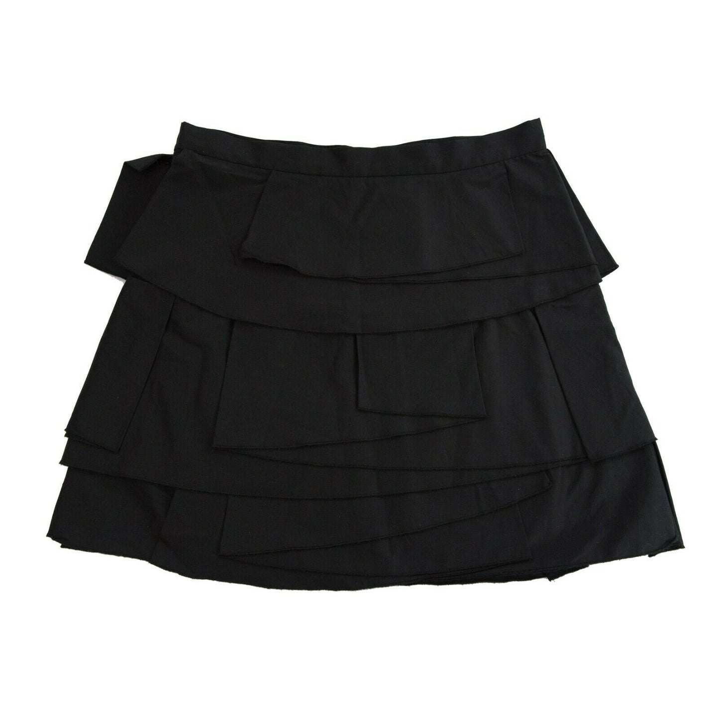 BCBGMaxAzria black Cotton Blend Layered A-Line Mini Skirt Size 0