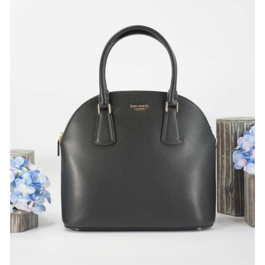 Kate Spade Sylvia Black Leather Large Dome Satchel Bag NWT