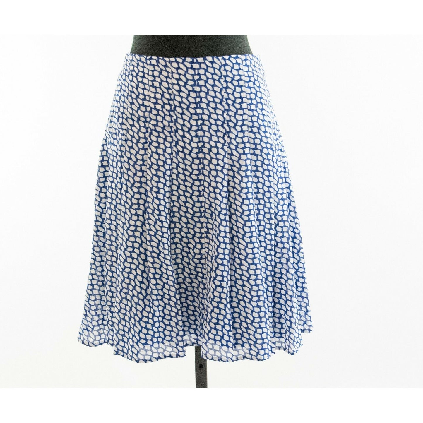 JW Collections Blue White Snake Print Fit Flare Lined Chiffon Skirt L