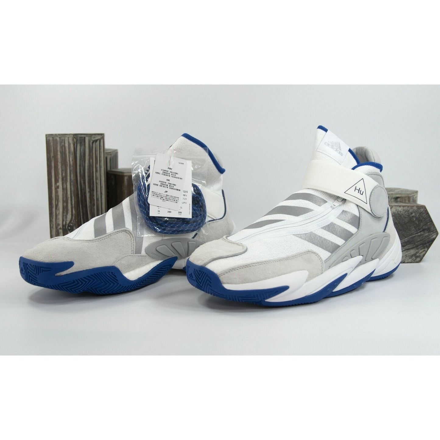 Adidas X Pharrell Williams Blue White Crazy BYW HU Basketball Shoes Mens 10 NIB