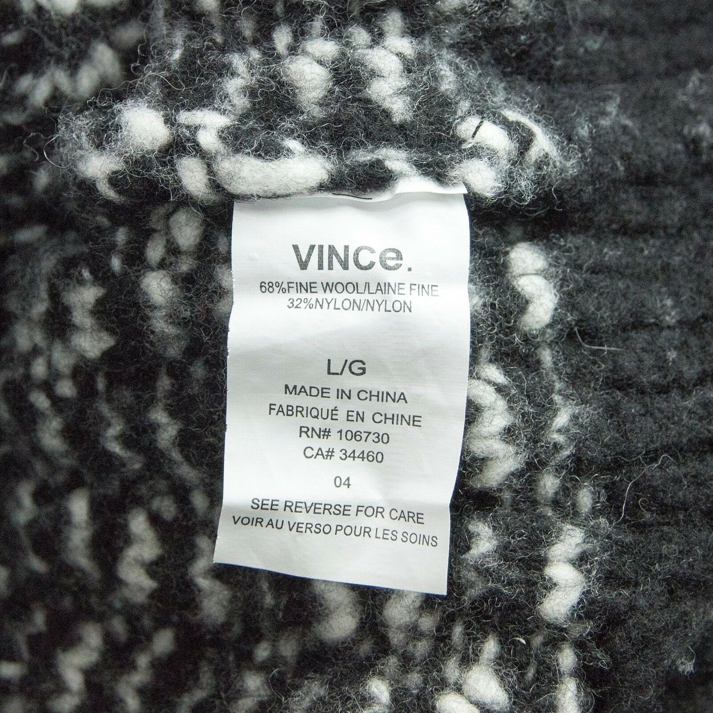 Vince Wool Nylon Black Cream Soft Chunky Striped Sweater Lg