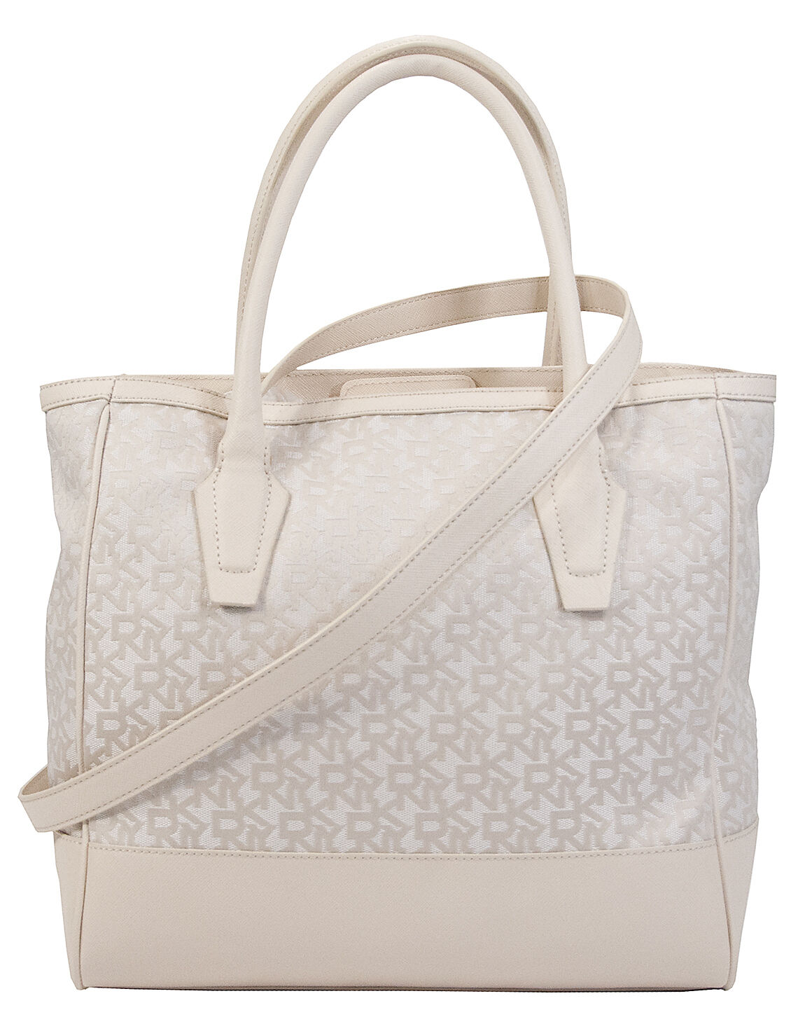 DKNY Town Country Jacquard Ivory Saffiano Large Shopper Tote NWT