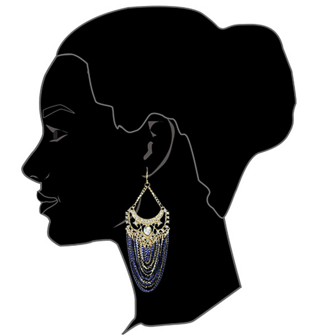Amrita Singh Gold Crystal Elizabeth Street Blue Chain Earrings ERC 2027 NWT