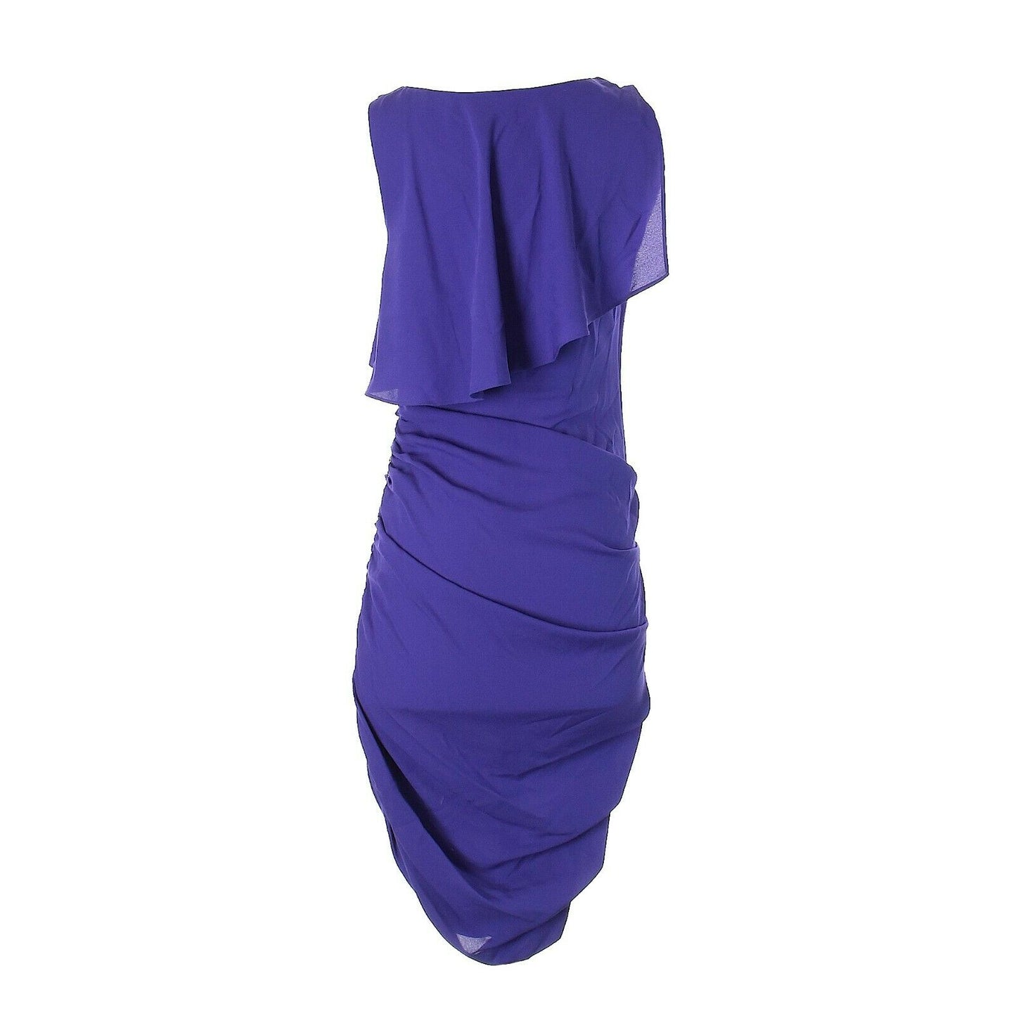 BCBGMaxAzria Dark Regal Blue Purple Gathered Silk Dress S NWT